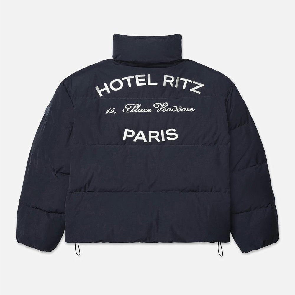 FRAME x RITZ PARIS CROPPED NAVY PUFFER
